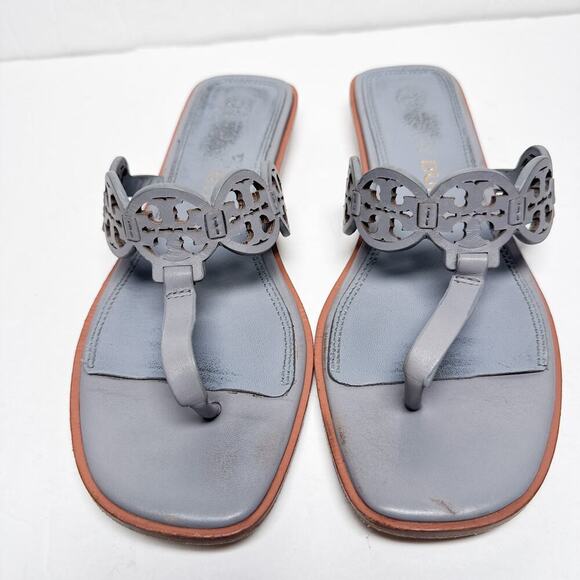 Tory Burch Blue Tiny Miller Square Toe Sandals 7 - Picture 2 of 8